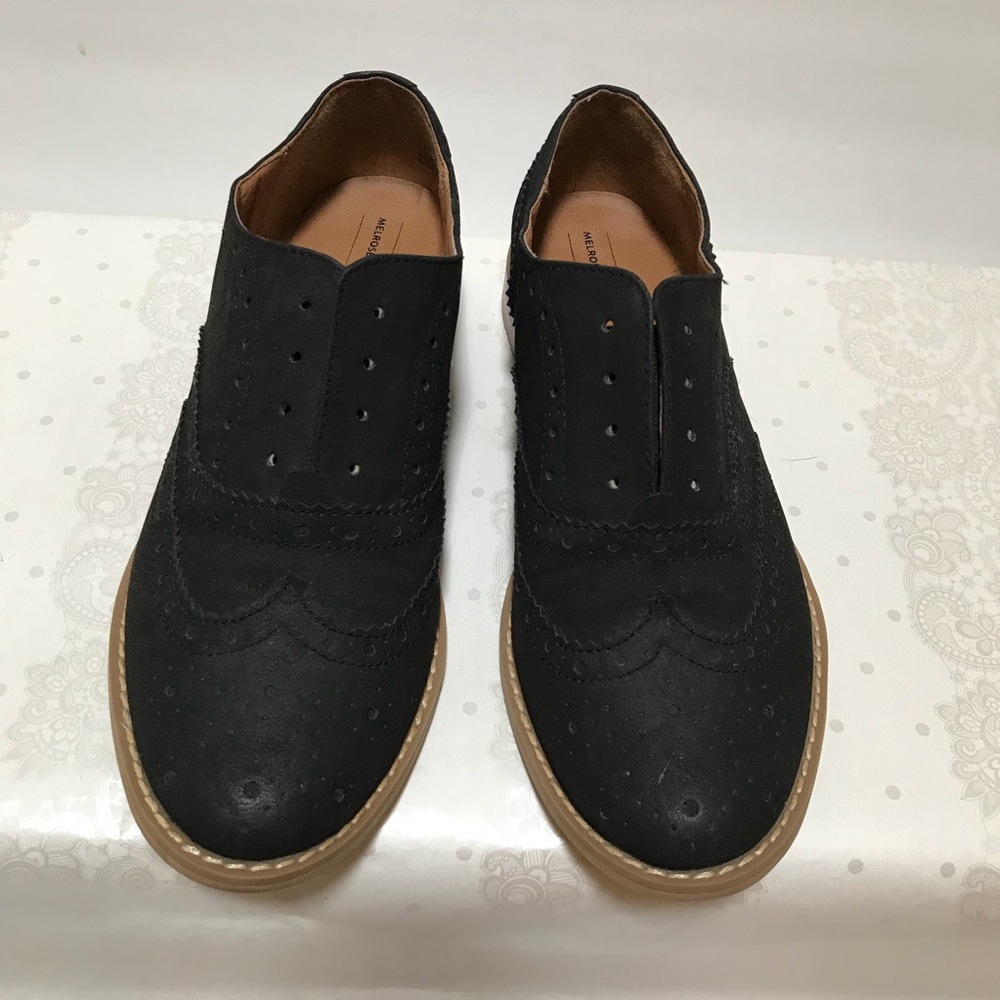 Melrose and Market Navy Black Slip On Shoes